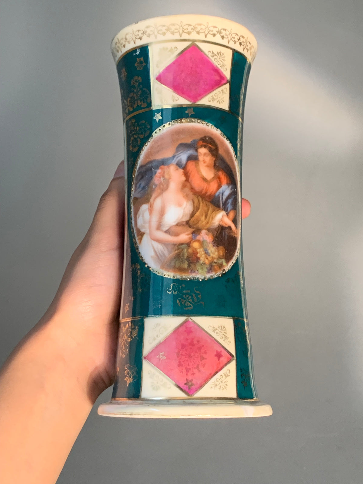 VASE MÉDAILLON ROMANTIQUE VINTAGE 💚