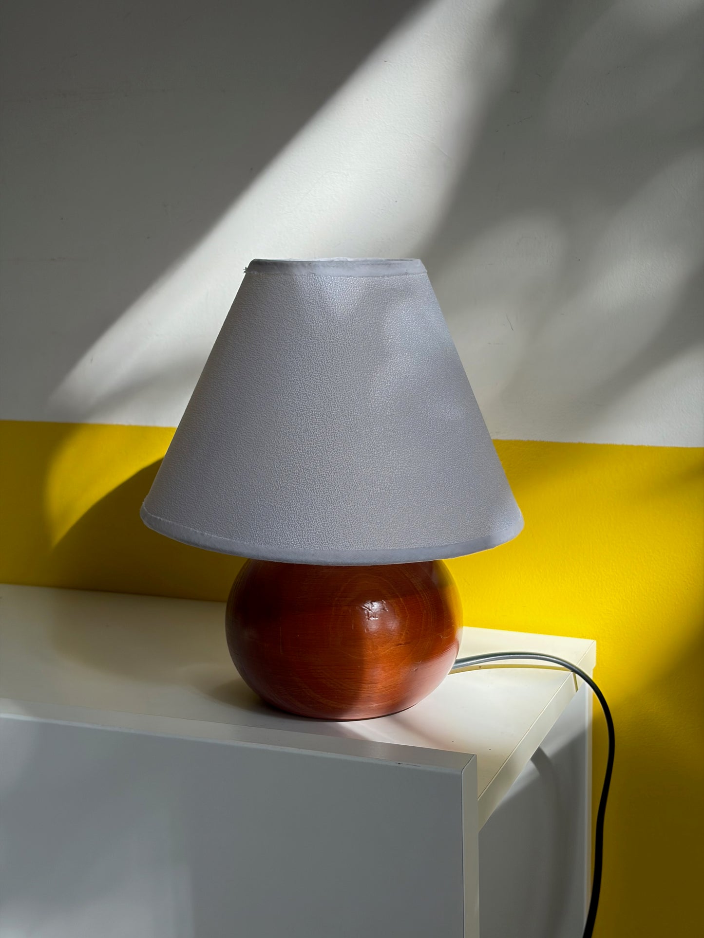 LAMPE VINTAGE EN BOIS | BASE BOULE TERRACOTTA