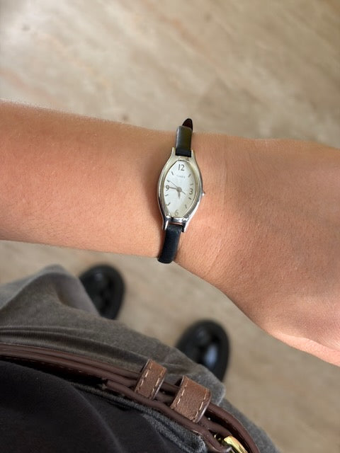 MONTRE TIMEX BRACELET CUIR NOIR VINTAGE