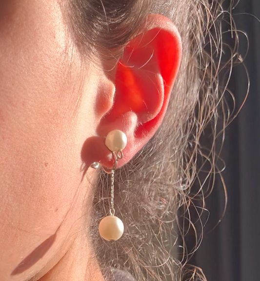 Boucles d'oreilles pendantes à perles vintage