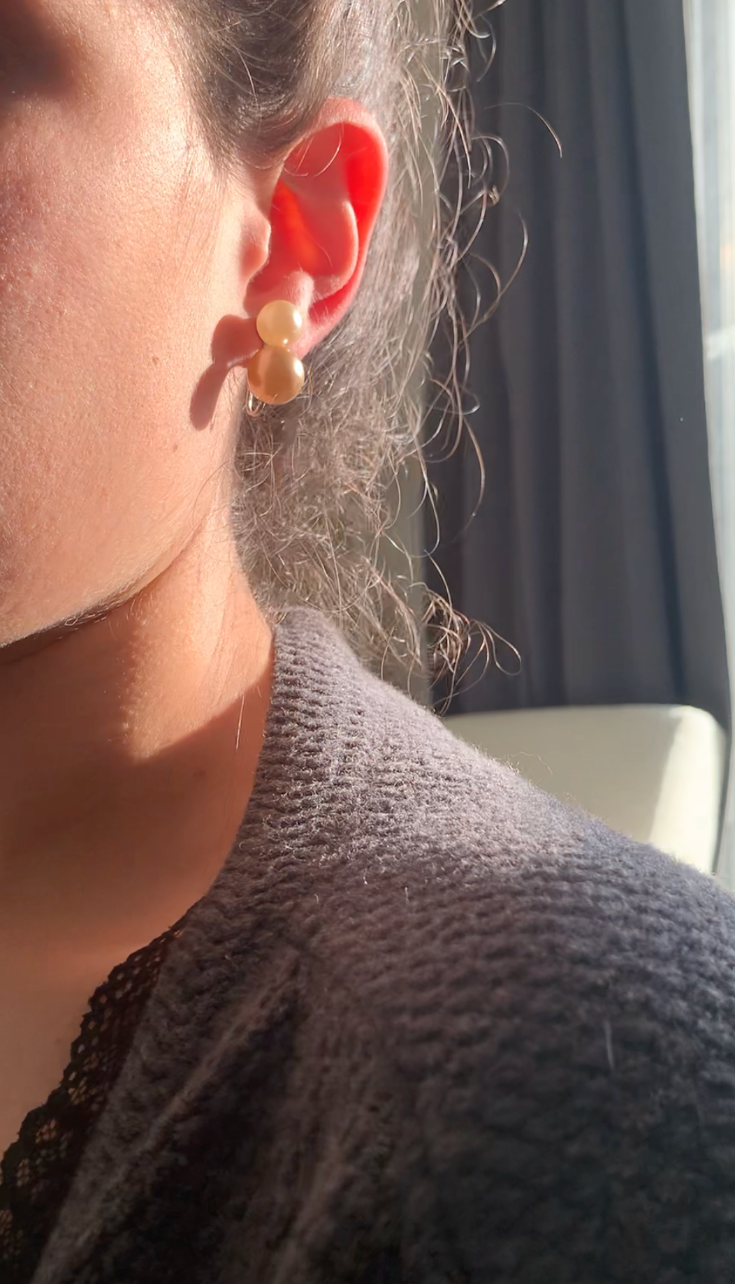 Boucles d'oreilles perles beiges & crème vintage