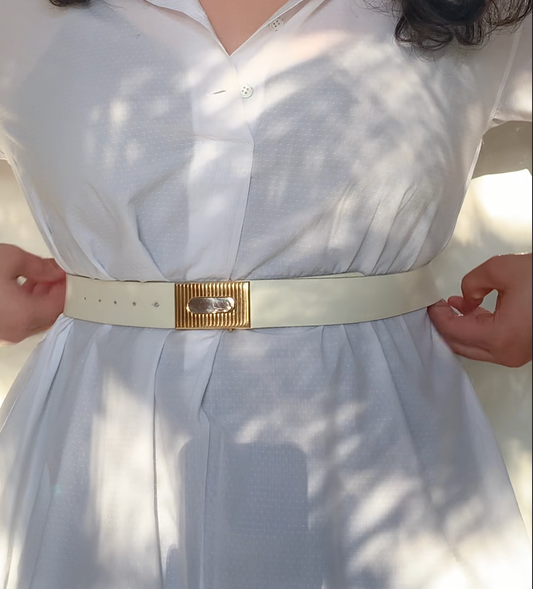 Ceinture en faux-cuir blanc