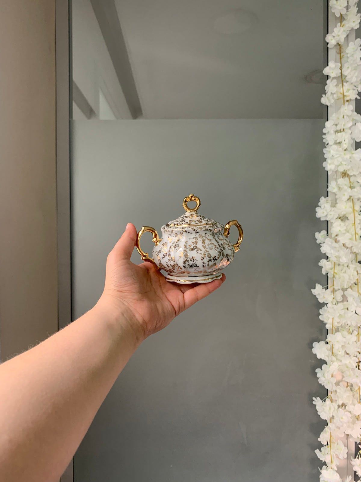 SERVICE À THÉ FLEURI DORÉ VINTAGE ✨