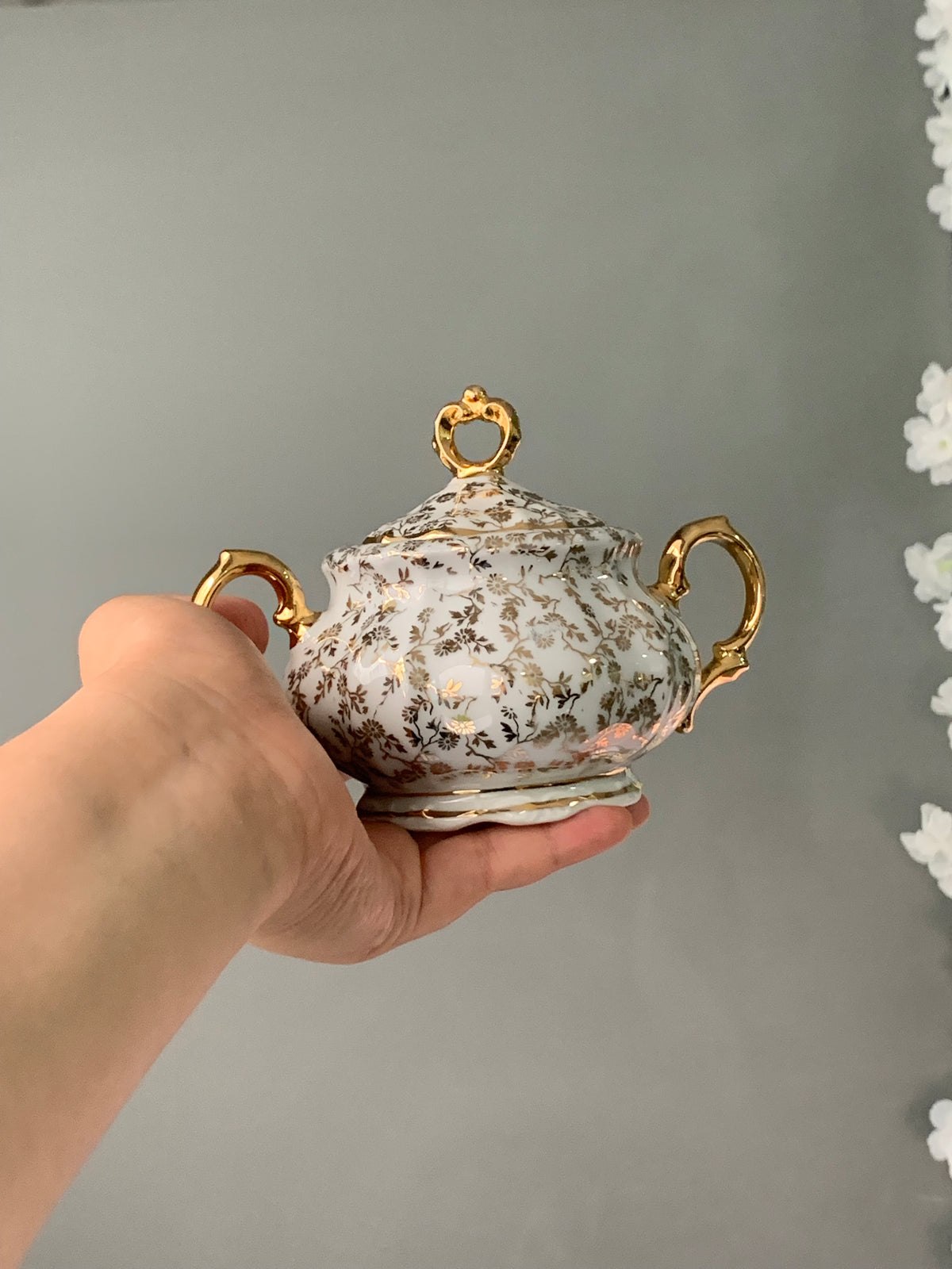 SERVICE À THÉ FLEURI DORÉ VINTAGE ✨