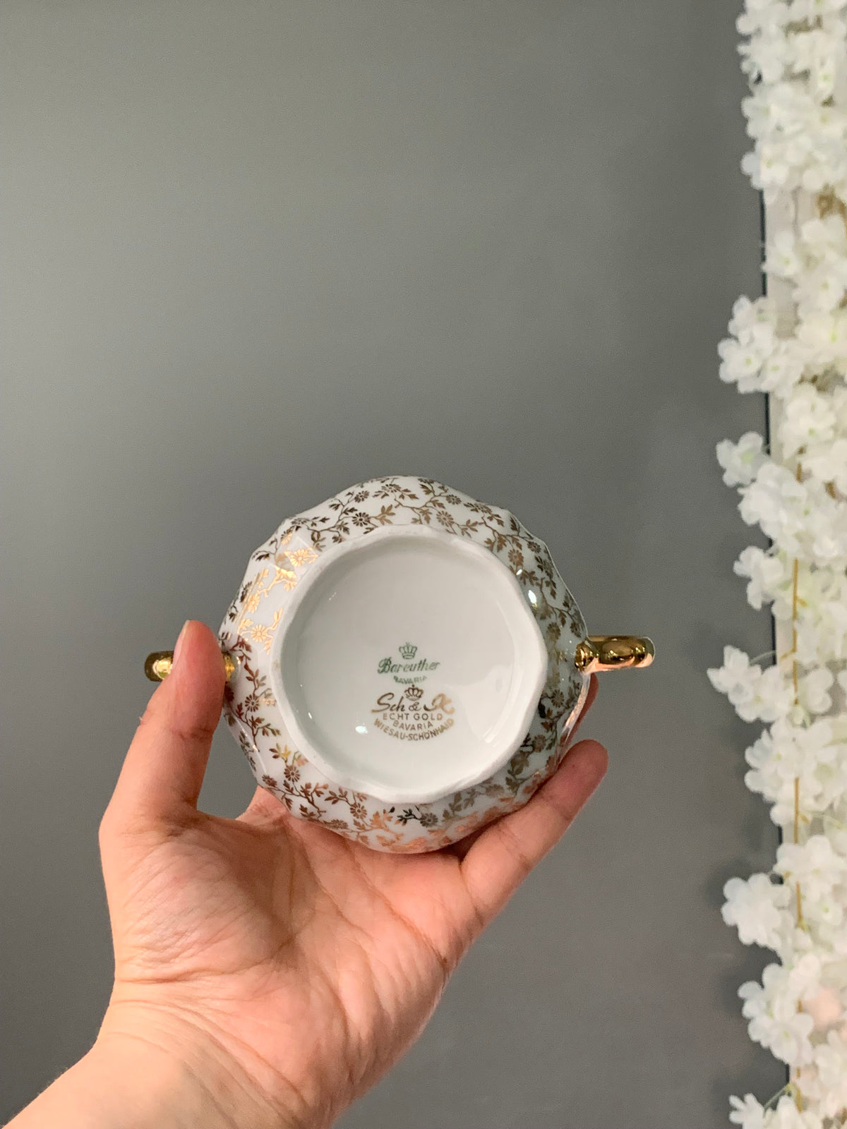 SERVICE À THÉ FLEURI DORÉ VINTAGE ✨