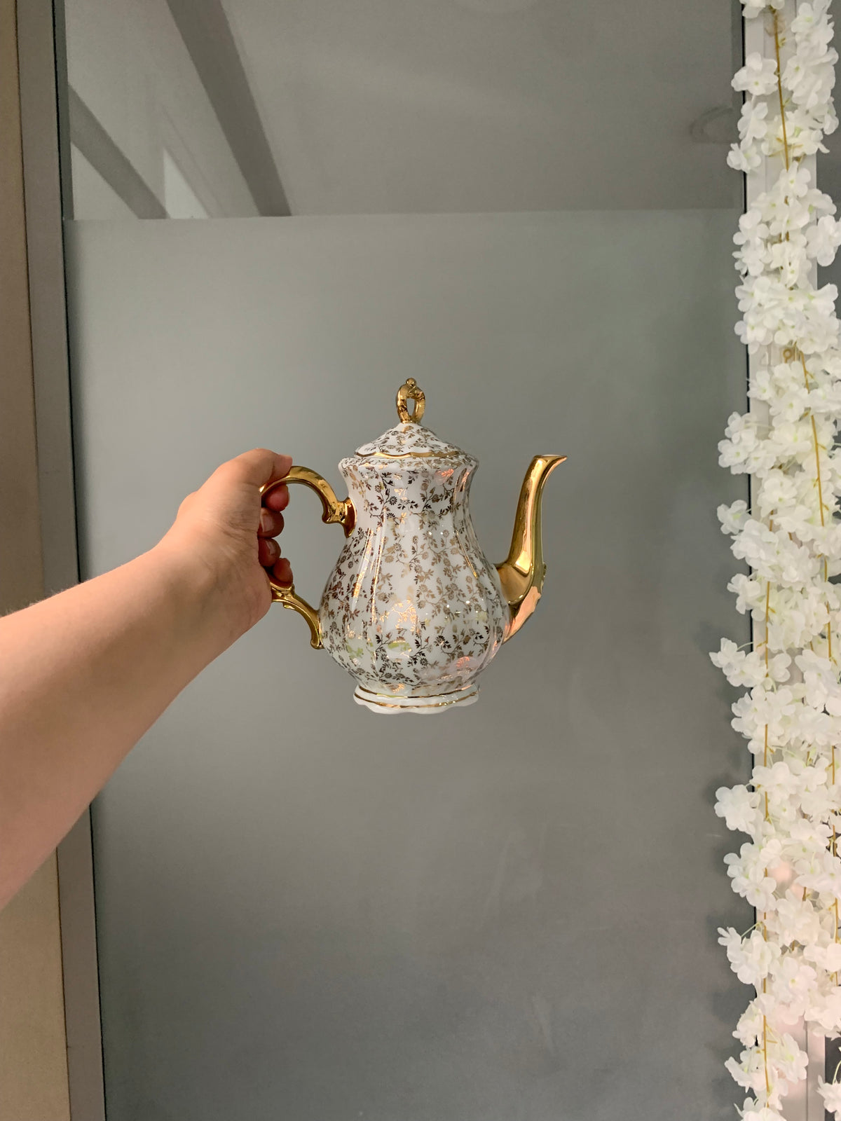 SERVICE À THÉ FLEURI DORÉ VINTAGE ✨