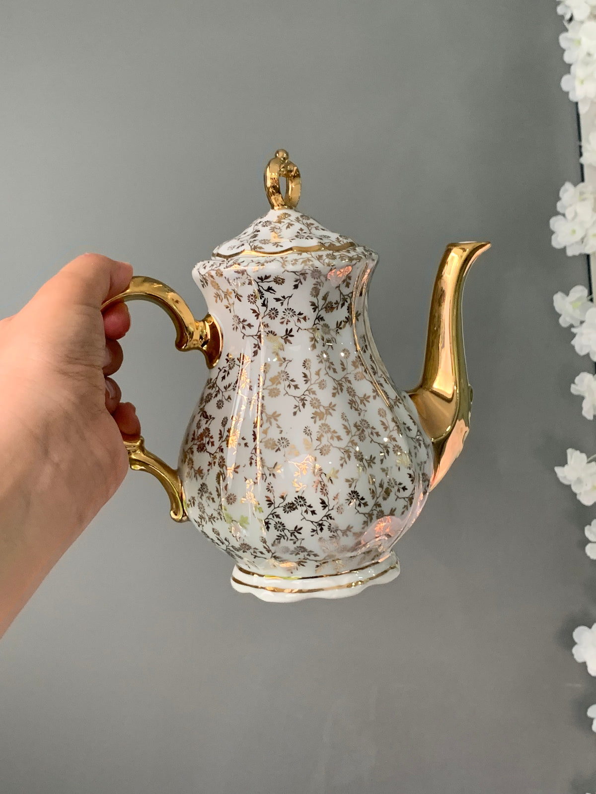 SERVICE À THÉ FLEURI DORÉ VINTAGE ✨
