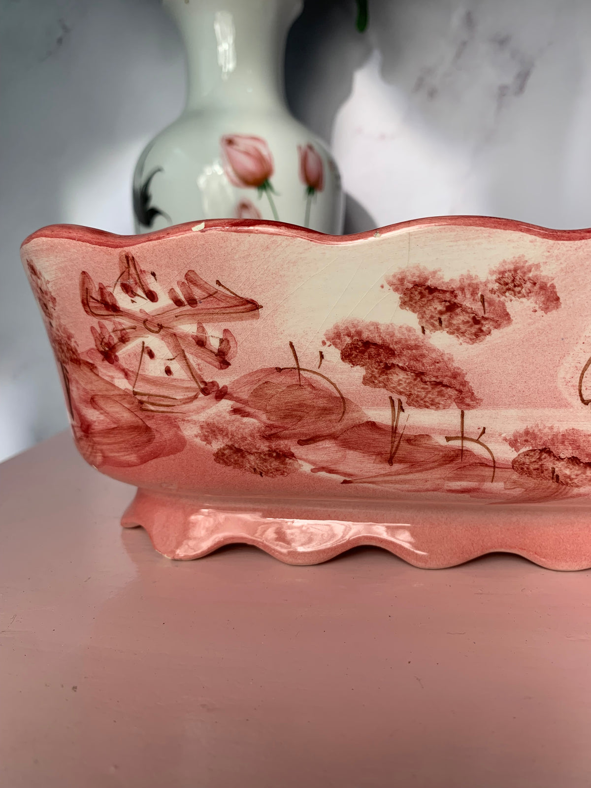 JARDINIÈRE PAYSAGE ROSE VINTAGE 🌷