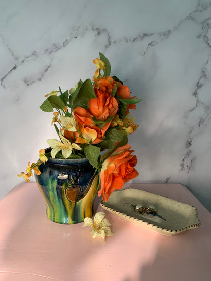 VIDE-POCHE FLEURI CRAQUELÉ VINTAGE 🌸