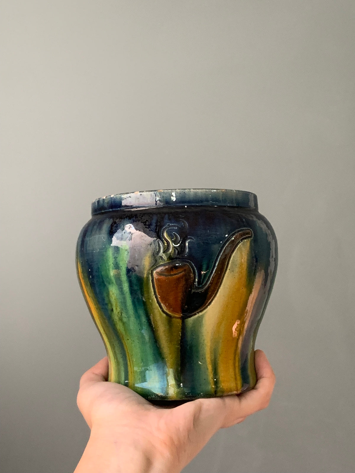 POT GRÈS MOTIF PIPE VINTAGE🎨