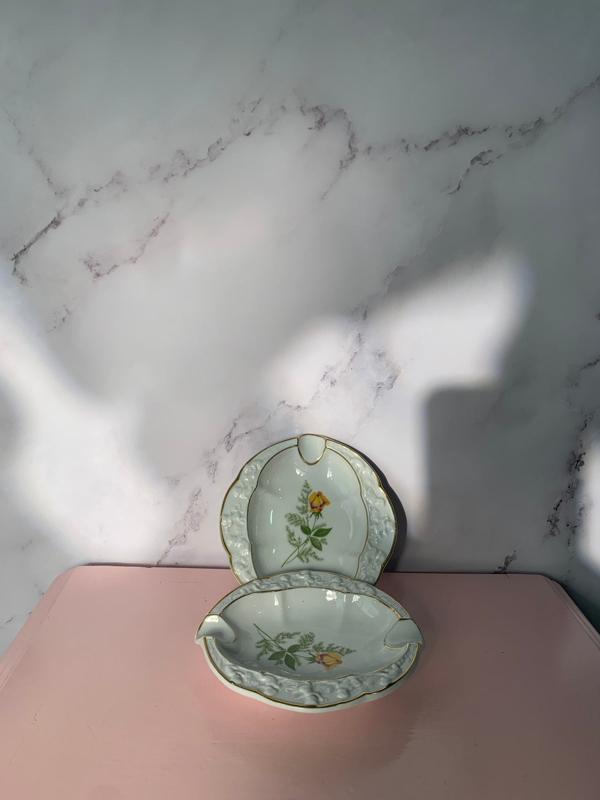 DUO CENDRIERS ROSE DORÉ VINTAGE 🌼
