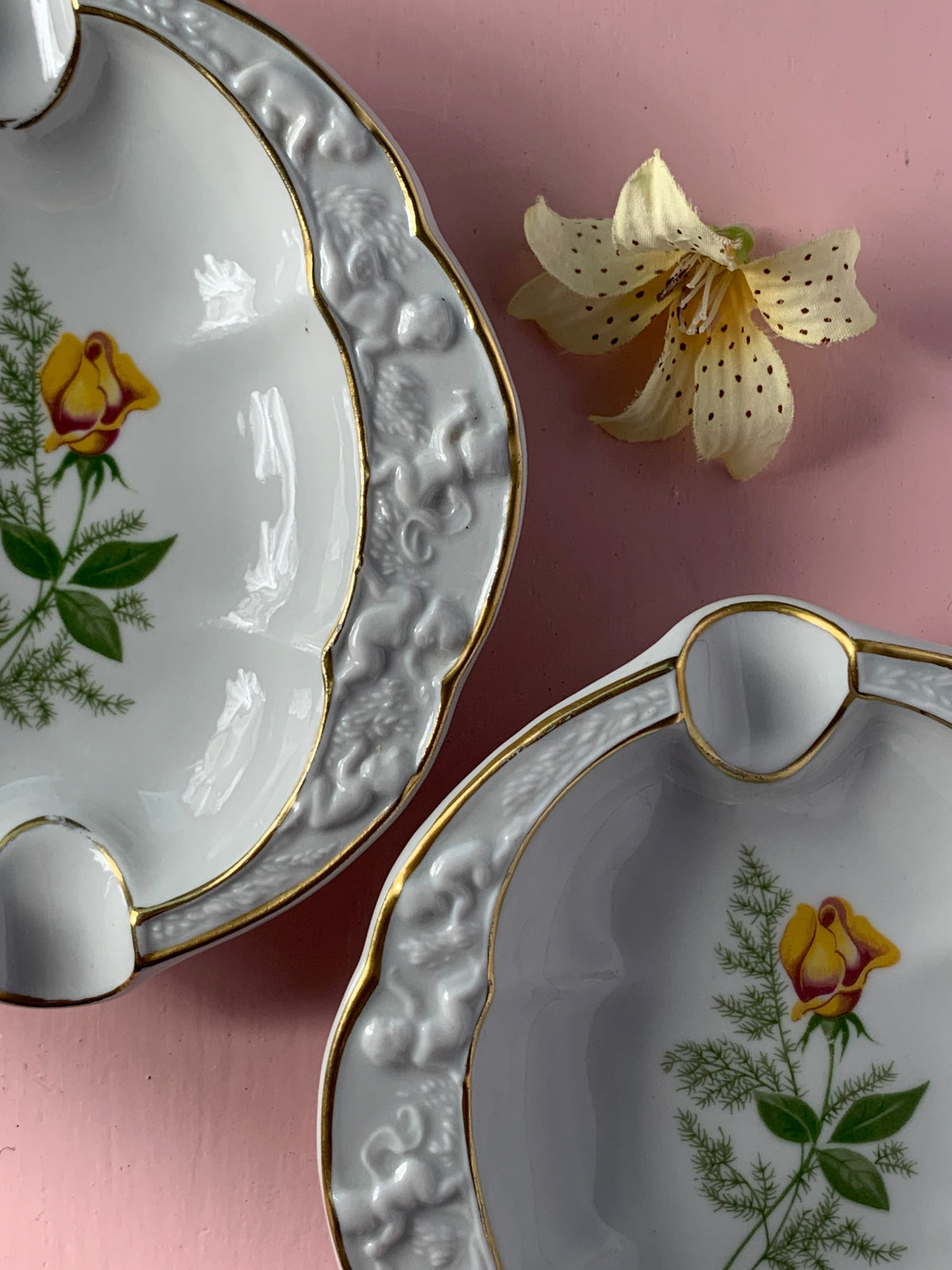 DUO CENDRIERS ROSE DORÉ VINTAGE 🌼