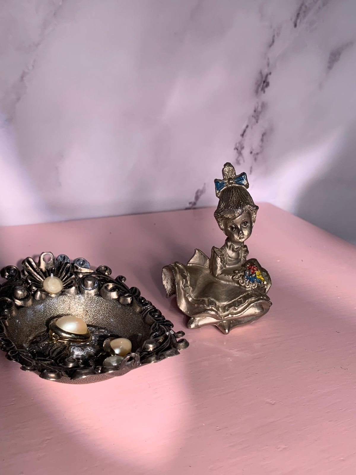 FIGURINE ÉTAIN FILLETTE VINTAGE 🎀
