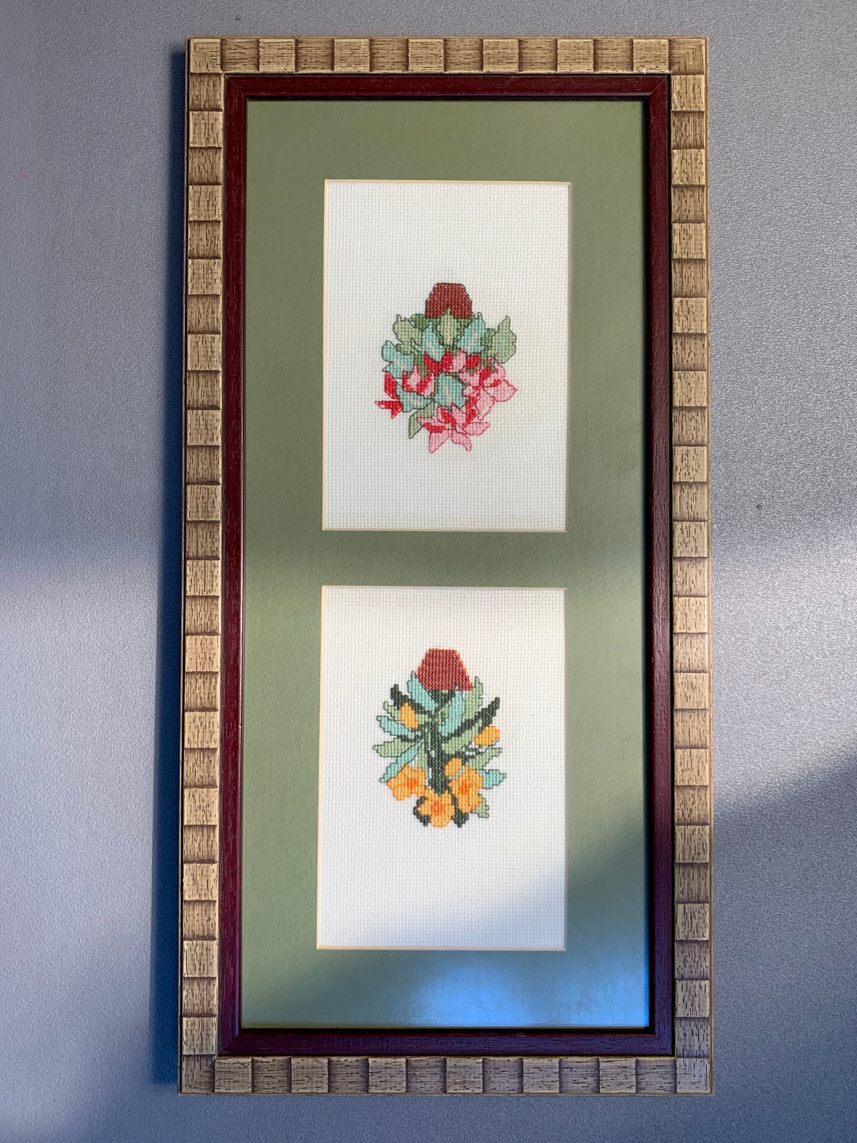 DUO CADRES BOTANIQUES BRODÉS VINTAGE 🌺