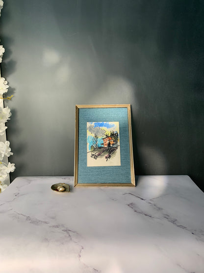 ESQUISSE ENCADRÉE MAISON DE CAMPAGNE VINTAGE 🎨