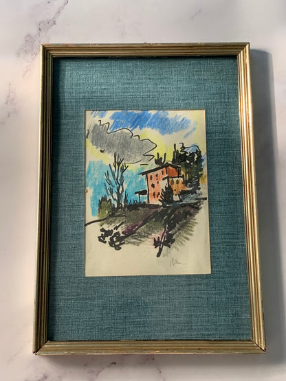 ESQUISSE ENCADRÉE MAISON DE CAMPAGNE VINTAGE 🎨