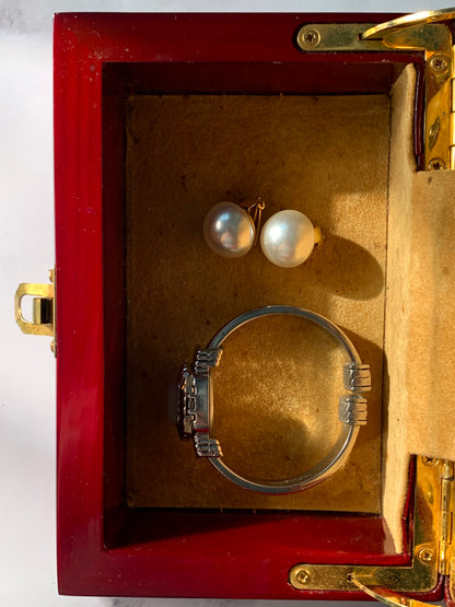COFFRET À BIJOUX LAQUÉ ROUGE VINTAGE 🗝️