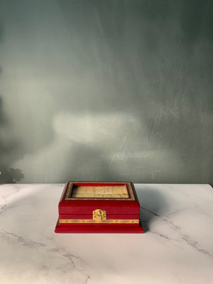 COFFRET À BIJOUX LAQUÉ ROUGE VINTAGE 🗝️