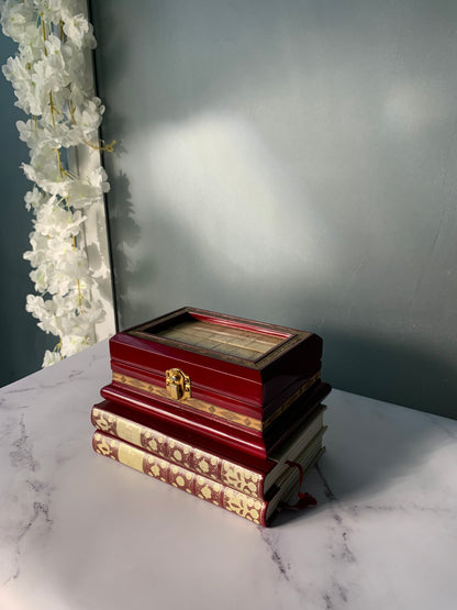 COFFRET À BIJOUX LAQUÉ ROUGE VINTAGE 🗝️