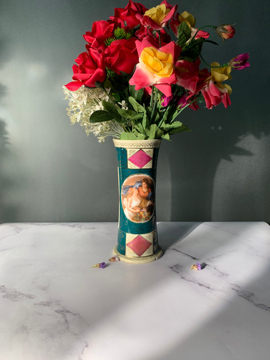 VASE MÉDAILLON ROMANTIQUE VINTAGE 💚