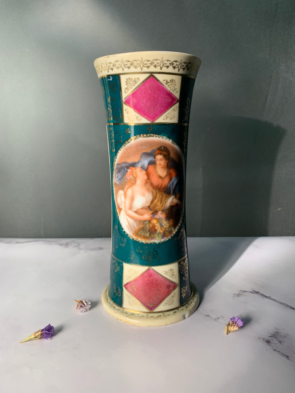 VASE MÉDAILLON ROMANTIQUE VINTAGE 💚