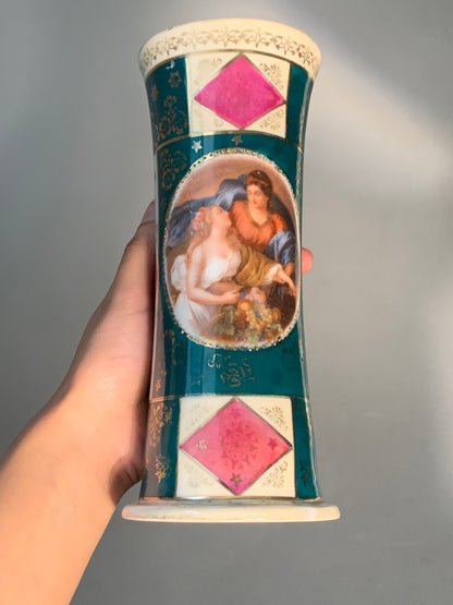 VASE MÉDAILLON ROMANTIQUE VINTAGE 💚