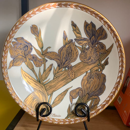 Assiette dorée en porcelaine de Limoges