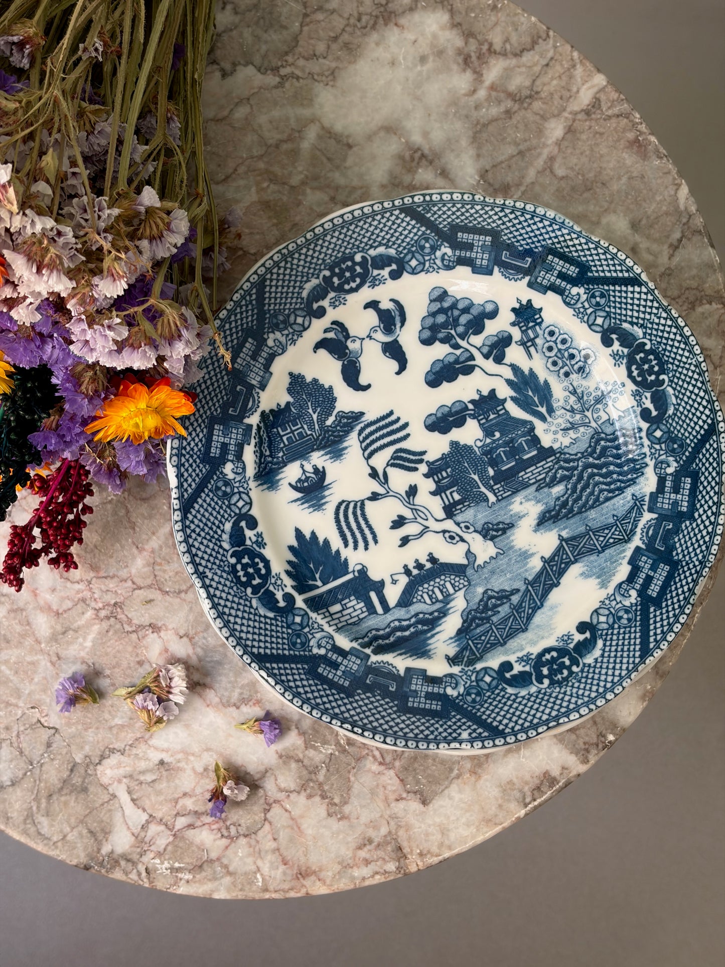 SERVICE 9 ASSIETTES VINTAGE | MOTIF SAULE BLEU