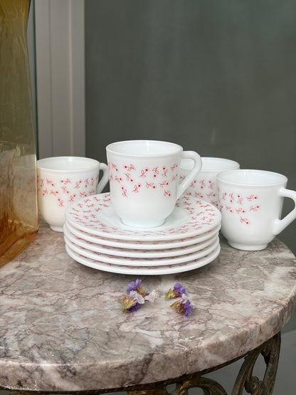 SET TASSES & SOUS-TASSES VINTAGE | FLEURS ROUGES 🌸☕