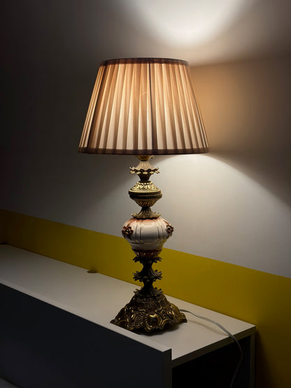 LAMPE GOLDEN PINK 🎀 BAROQUE VINTAGE | BRONZE DORÉ & PORCELAINE FLEURIE