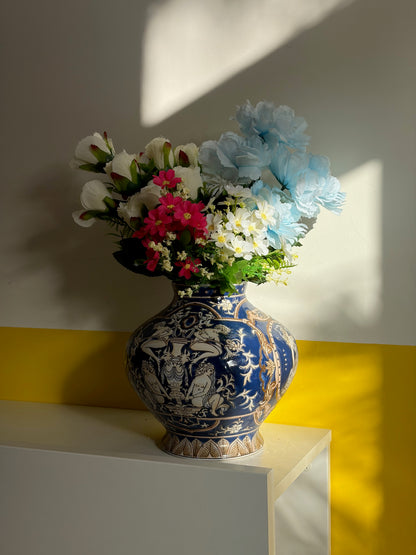 VASE AMPHORE VINTAGE | SCÈNE MYTHOLOGIQUE BLEUE 🏺💙