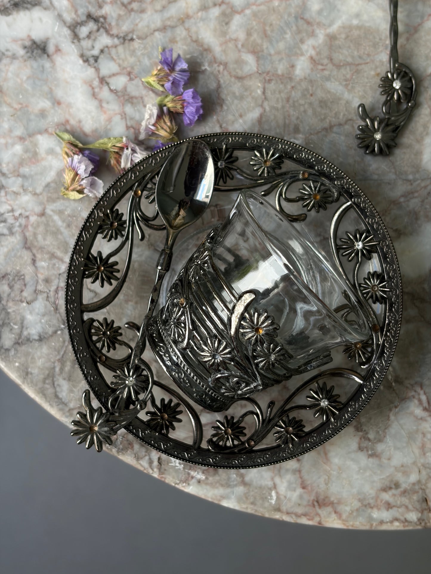 SET 3 TASSES VINTAGE | SUPPORTS FILIGRANE NOIR ☕🖤