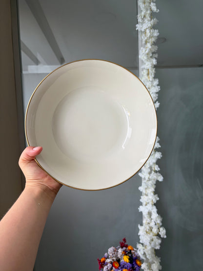 ASSIETTE CREUSE VINTAGE EN PORCELAINE CRÈME | LISERÉ DORÉ 🤍🥣