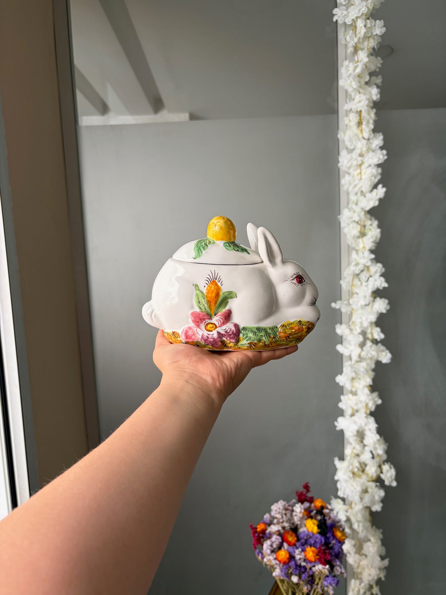 BOÎTE LAPIN VINTAGE EN CÉRAMIQUE PEINTE 🐰🌸