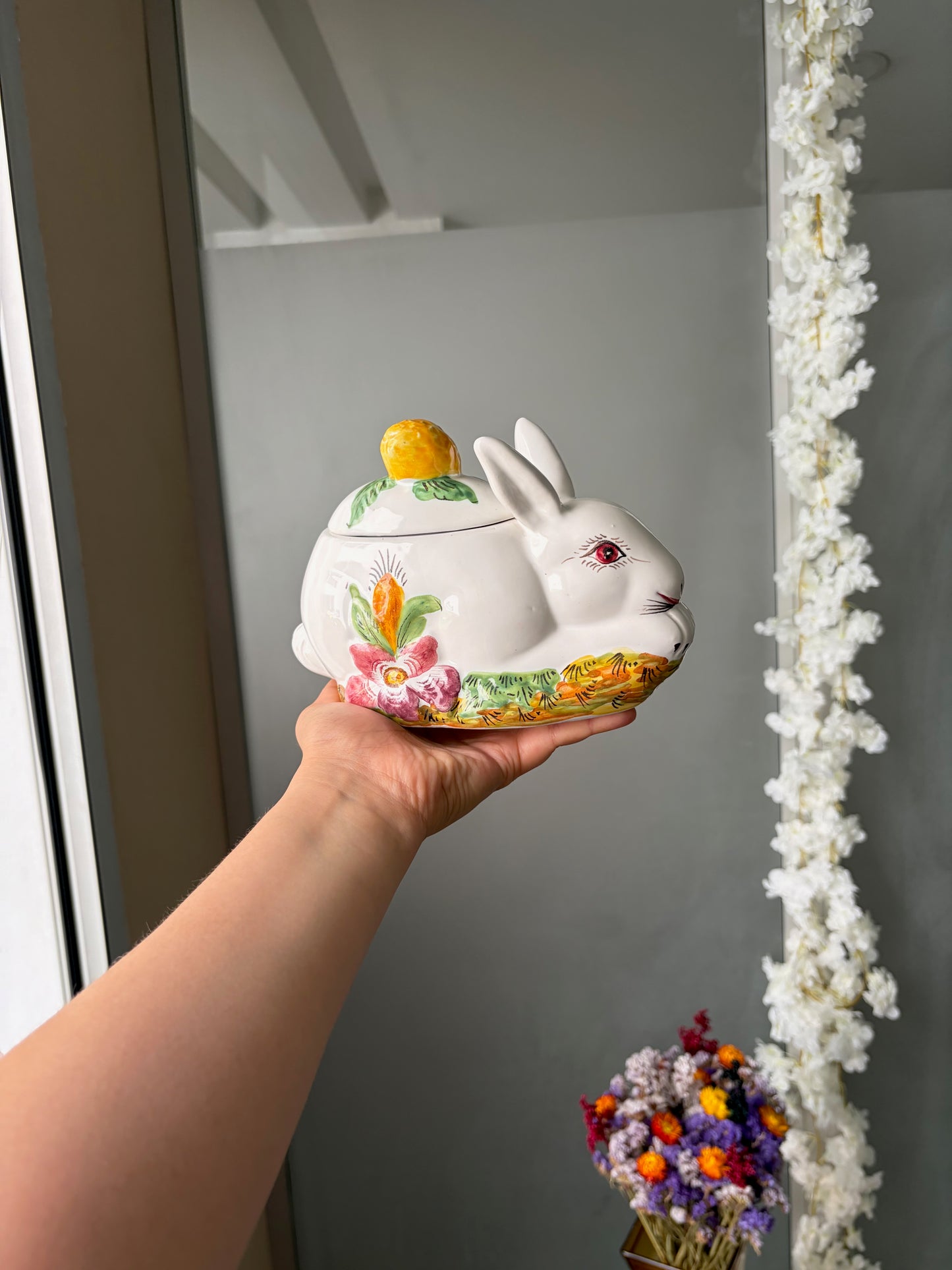BOÎTE LAPIN VINTAGE EN CÉRAMIQUE PEINTE 🐰🌸
