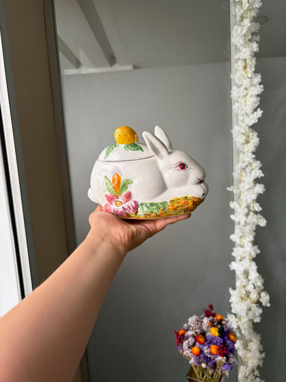 BOÎTE LAPIN VINTAGE EN CÉRAMIQUE PEINTE 🐰🌸