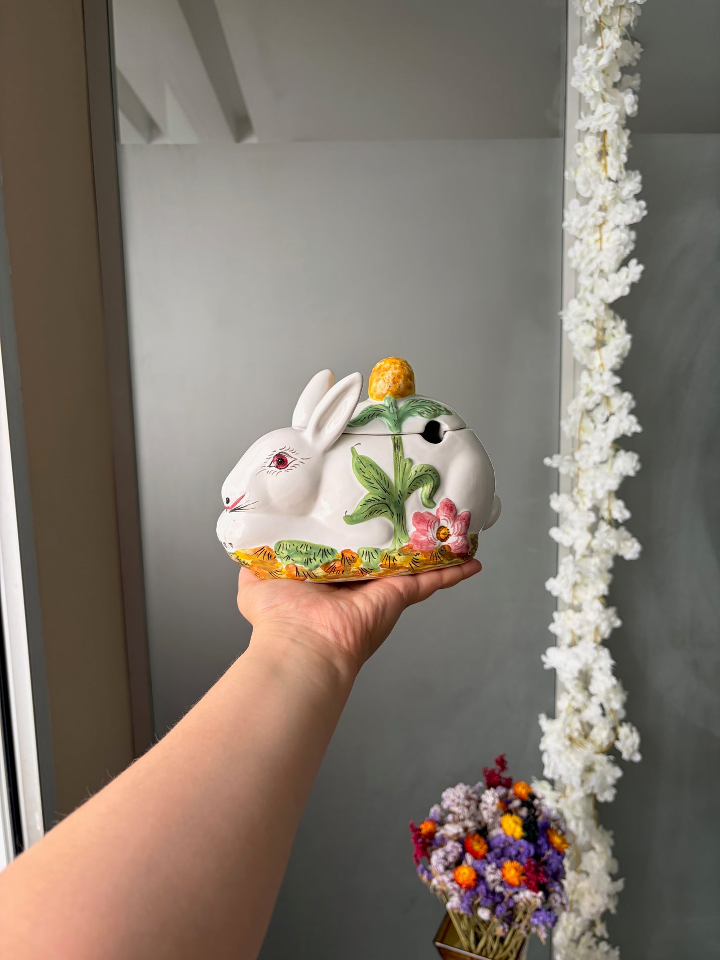 BOÎTE LAPIN VINTAGE EN CÉRAMIQUE PEINTE 🐰🌸