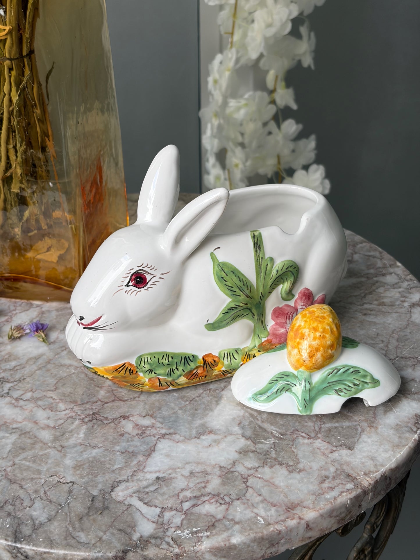 BOÎTE LAPIN VINTAGE EN CÉRAMIQUE PEINTE 🐰🌸