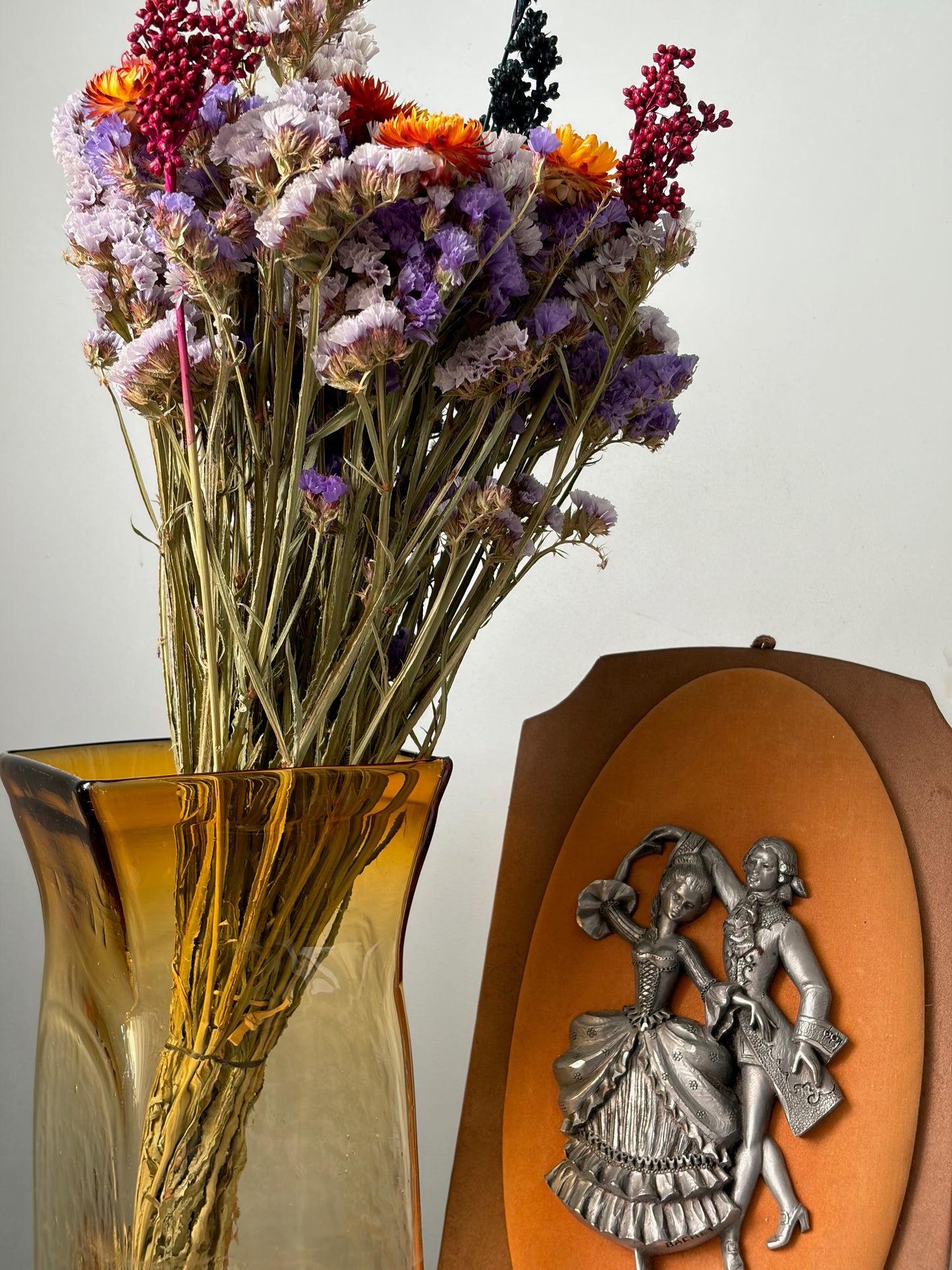 TABLEAU EN RELIEF VINTAGE | COUPLE DE DANSEURS ÉTAIN 💃🕺