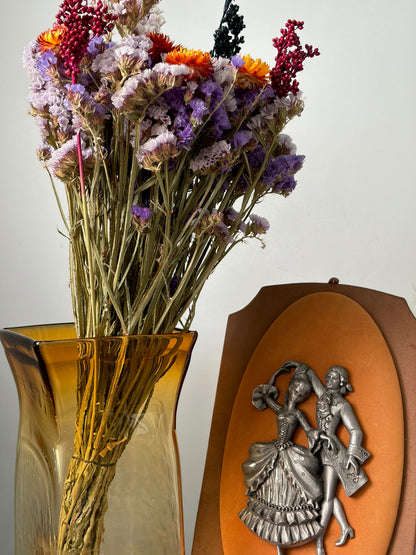 TABLEAU EN RELIEF VINTAGE | COUPLE DE DANSEURS ÉTAIN 💃🕺