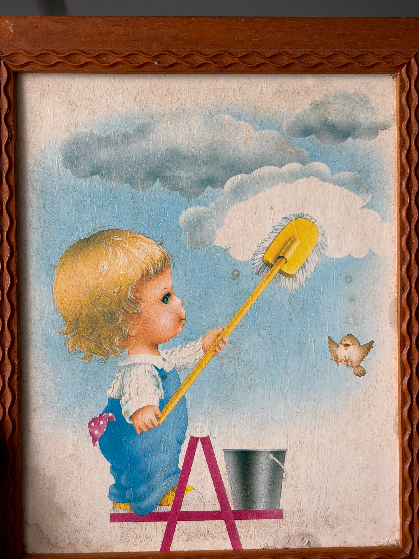 CADRE VINTAGE | ILLUSTRATION ENFANT & NUAGES 🌥️🐦