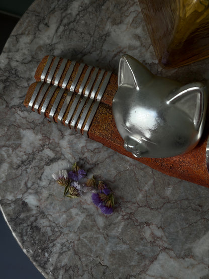 SCULPTURE CHAT VINTAGE | TERRACOTTA & ARGENT