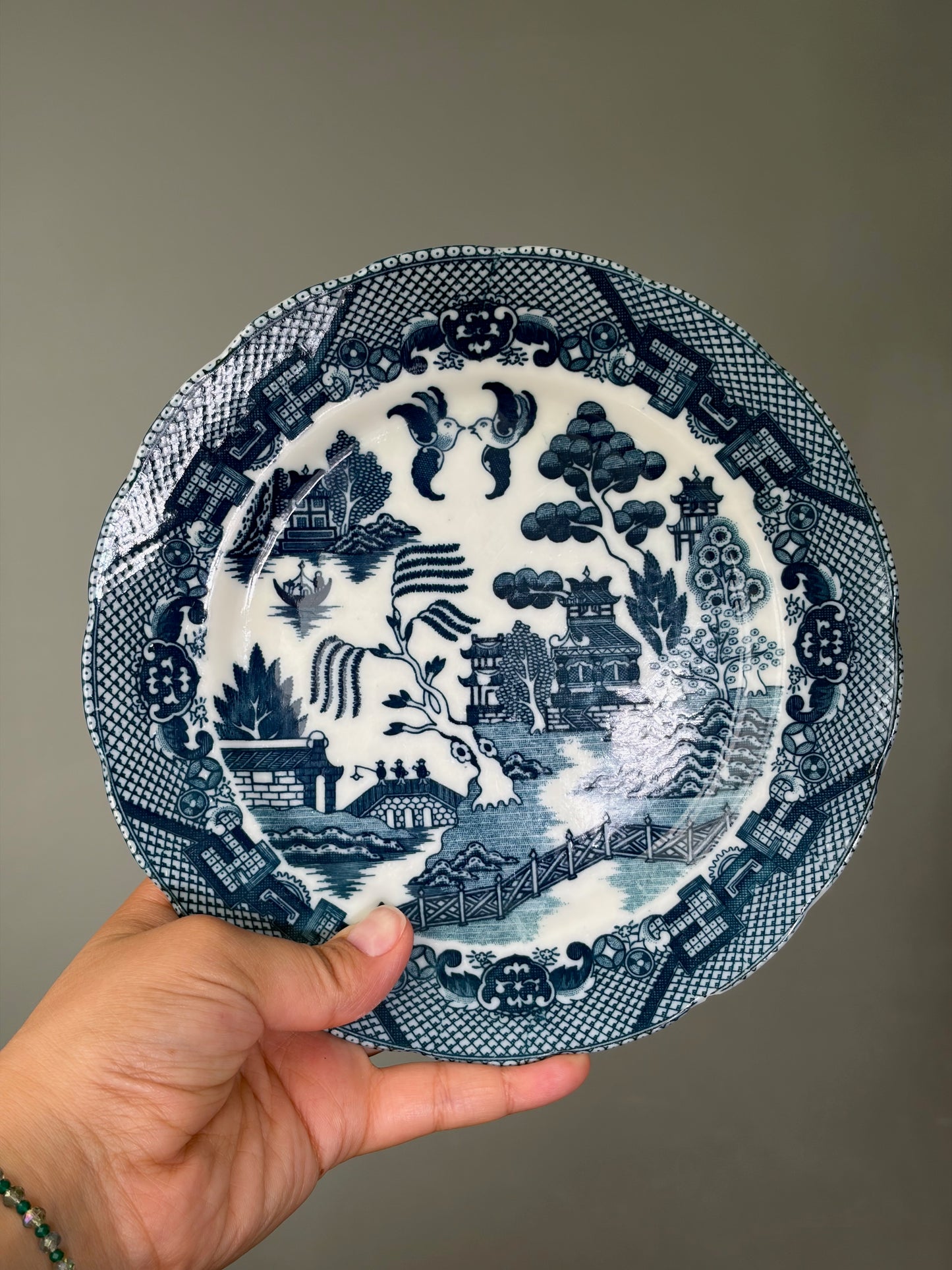 SERVICE 9 ASSIETTES VINTAGE | MOTIF SAULE BLEU