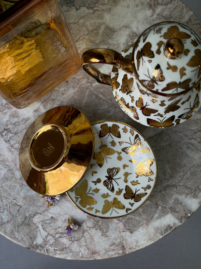 SERVICE À CAFÉ VINTAGE | PAPILLONS DORÉS