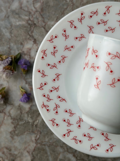 SET TASSES & SOUS-TASSES VINTAGE | FLEURS ROUGES 🌸☕