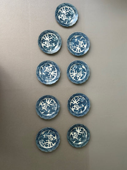 SERVICE 9 ASSIETTES VINTAGE | MOTIF SAULE BLEU