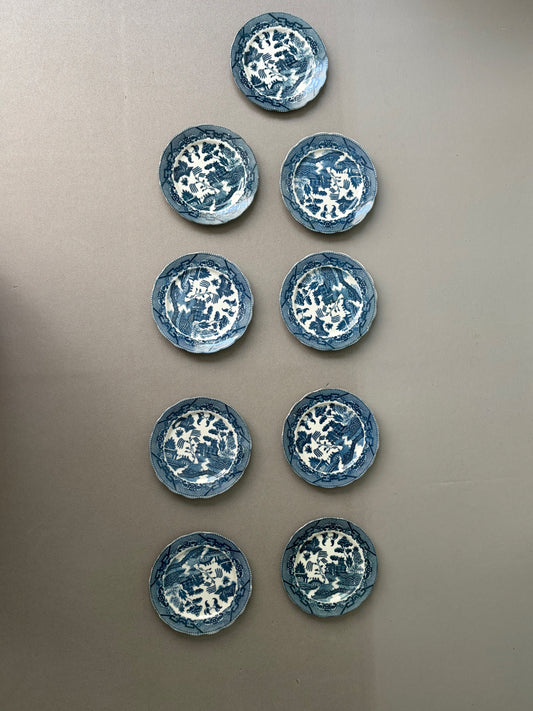 SERVICE 9 ASSIETTES VINTAGE | MOTIF SAULE BLEU