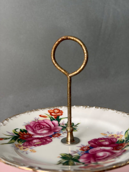 PRÉSENTOIR 2 ÉTAGES VINTAGE | ROSES POURPRES 🌸🍰