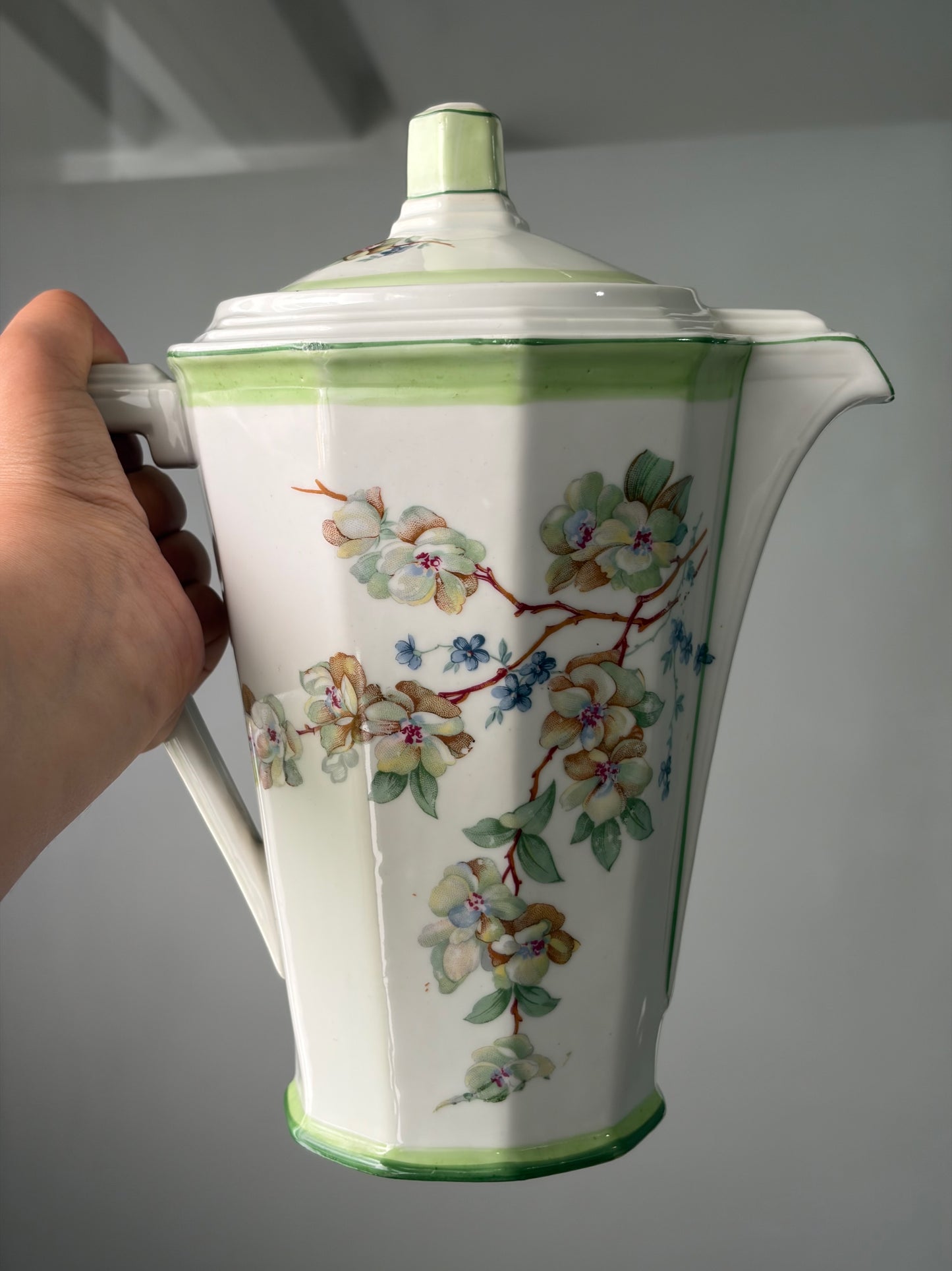 SERVICE À CAFÉ VINTAGE | LISERÉ VERT & FLEURS DE POMMIER