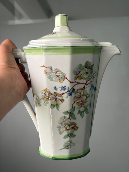 SERVICE À CAFÉ VINTAGE | LISERÉ VERT & FLEURS DE POMMIER
